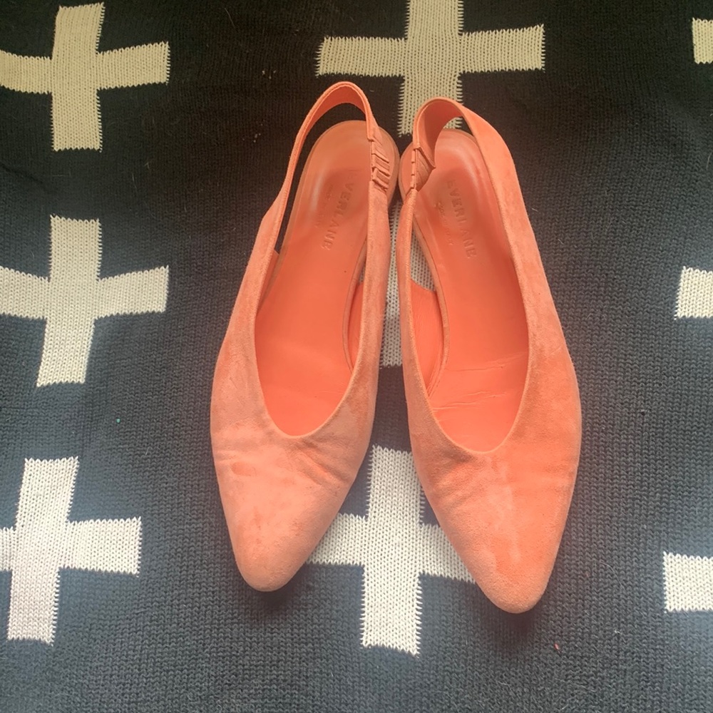 Everlane - suede leather flats with elastic back - Coral Pink size 7.5